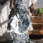 Robe de bal de princesse bustier à volants en satin long, robe de soirée C8117