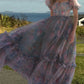 Classical Square Neck Ruffled Prom Dress Floral Short Sleeve A-Line Evening Dress D0698