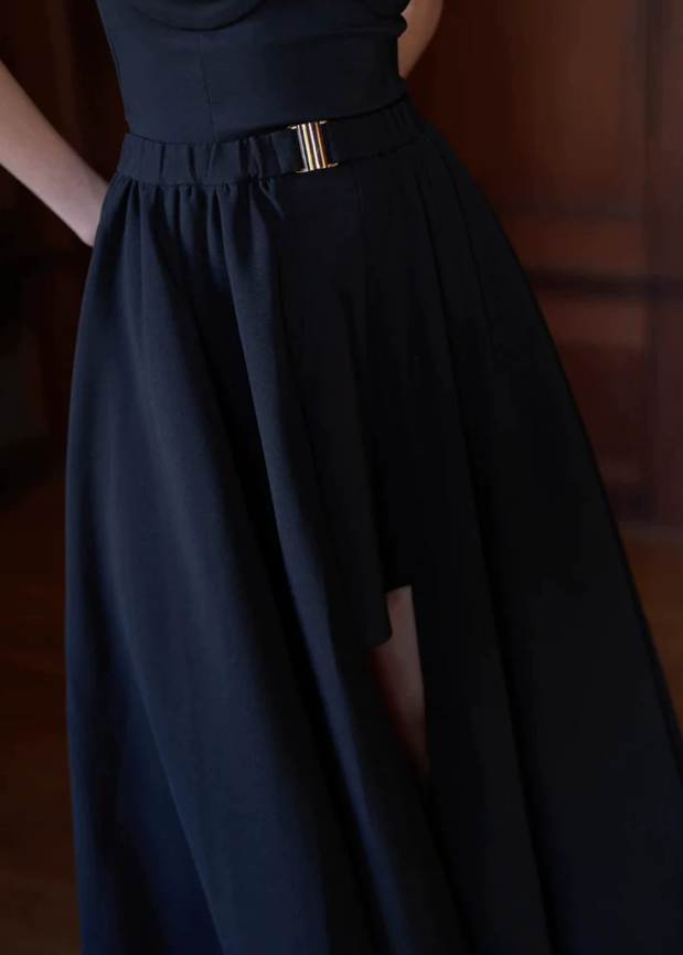 Robe de bal de princesse bustier à volants en satin long, robe de soirée C8117