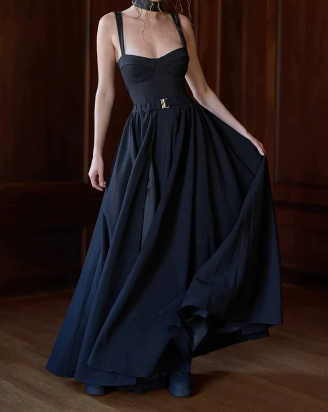 Robe de bal de princesse bustier à volants en satin long, robe de soirée C8117