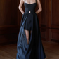 Robe de bal de princesse bustier à volants en satin long, robe de soirée C8117