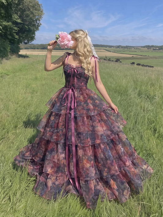 Robe de bal de princesse bustier à volants en satin long, robe de soirée C8117