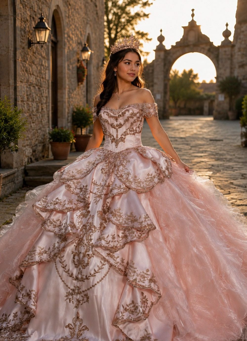 Graceful Satin Tulle Ball Gown Pink Sequins Quinceanera Dresses Off The Shoulder Sweet 16 Dresses D0705