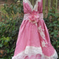 Playful Spaghetti Straps Long Prom Dress Pink Lace A-Line Evening Dress D0706