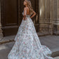 Attractive Strapless Long Prom Dress Floral A-Line Evening Dress D0710