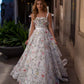 Attractive Strapless Long Prom Dress Floral A-Line Evening Dress D0710
