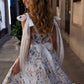 Attractive Strapless Long Prom Dress Floral A-Line Evening Dress D0710