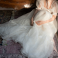 Trendy Square Neck Wedding Dresses White Ruffled Short Sleeve A-Line Bridal Dress D0718
