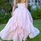 Classical Strapless Bows Prom Dress Pink Lace A-Line Evening Dress D0720