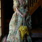 Romantic Square Neck Floral Prom Dress Ruffles Short Sleeve A-Line Evening Dress D0722