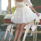 Elegant Square Neck Wedding Dresses White Ruffled Short A-Line Bridal Dress D0723