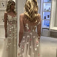 Lovely Spaghetti Straps Prom Dress Beige Appliques A-Line Evening Dress D0734