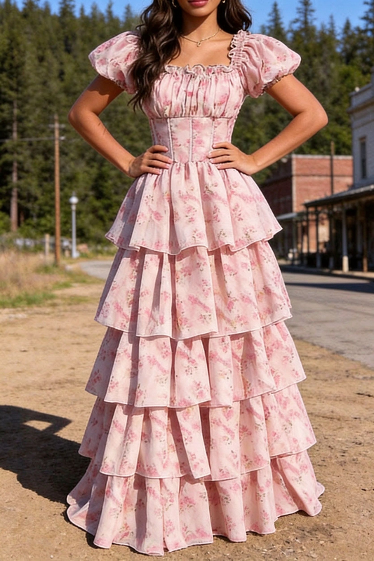 Robe de bal de princesse bustier à volants en satin long, robe de soirée C8117