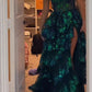 Glittering Off The Shoulder Slit Prom Dress Green Sequins Tiered A-Line Evening Dress D0743