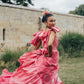 Vibrant Spaghetti Straps Prom Dress Hot Pink Tiered A-Line Evening Dress D0744