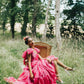 Vibrant Spaghetti Straps Prom Dress Hot Pink Tiered A-Line Evening Dress D0744
