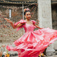 Vibrant Spaghetti Straps Prom Dress Hot Pink Tiered A-Line Evening Dress D0744