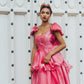 Vibrant Spaghetti Straps Prom Dress Hot Pink Tiered A-Line Evening Dress D0744