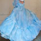 Cute Square Neck Blue Prom Dress Tie-Dye Short Sleeve Ruffles A-Line Evening Dress D0749