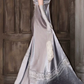 Elegant U Neck Purple Prom Dress Satin Short Sleeve Beaded A-Line Evening Dress D0750