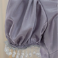 Elegant U Neck Purple Prom Dress Satin Short Sleeve Beaded A-Line Evening Dress D0750