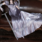 Elegant U Neck Purple Prom Dress Satin Short Sleeve Beaded A-Line Evening Dress D0750