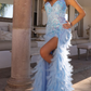Robe de bal de princesse bustier à volants en satin long, robe de soirée C8117