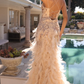 Robe de bal de princesse bustier à volants en satin long, robe de soirée C8117
