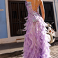 Robe de bal de princesse bustier à volants en satin long, robe de soirée C8117