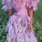 Dreamy Off The Shoulder Prom Dress Purple Appliques Ruffles A-Line Evening Dress D0756