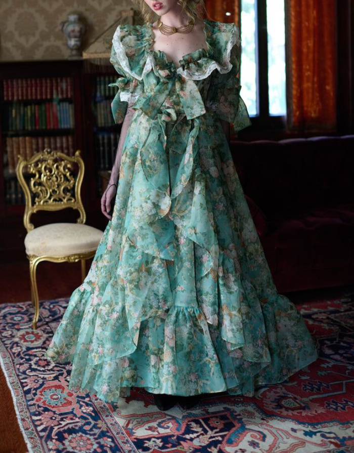Robe de bal de princesse bustier à volants en satin long, robe de soirée C8117