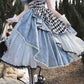 Playful Square Neck Prom Dress Blue Short Sleeve Plaid A-Line Evening Dress D0760