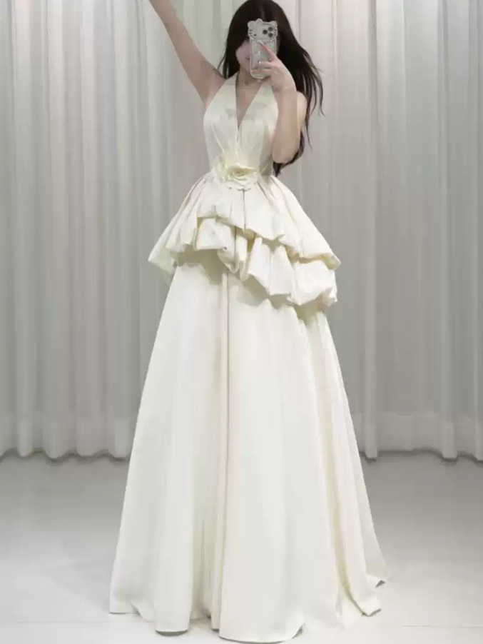 Superbe robe de mariée sirène bustier en satin et tulle, longue et en dentelle, C4563