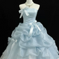 Graceful Strapless Blue Prom Dress Ruffles Bows A-Line Evening Dress D0770