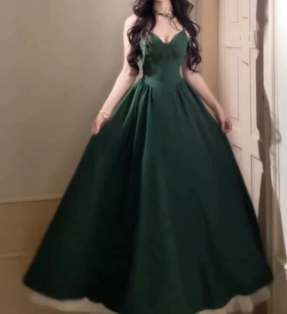 Robe de bal de princesse bustier à volants en satin long, robe de soirée C8117
