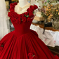 Robe de bal de princesse bustier à volants en satin long, robe de soirée C8117