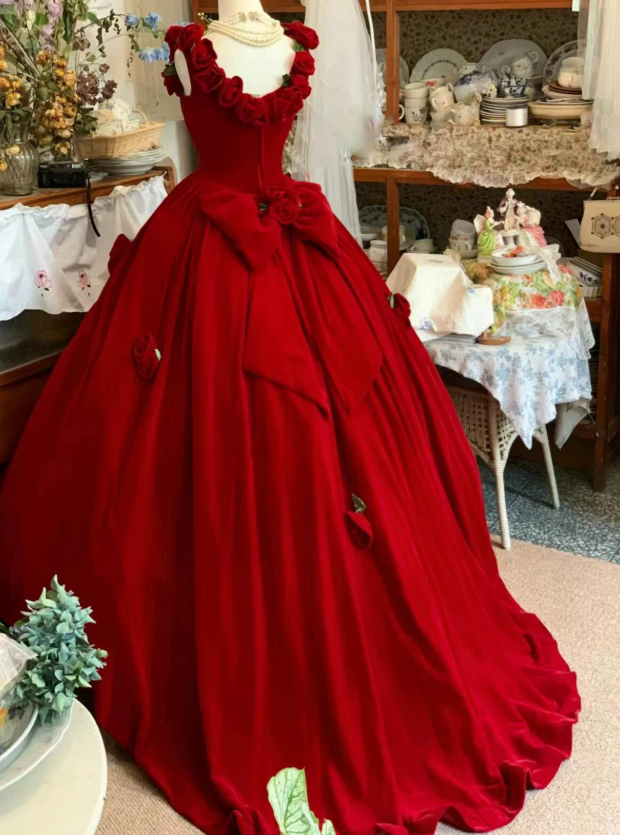 Robe de bal de princesse bustier à volants en satin long, robe de soirée C8117