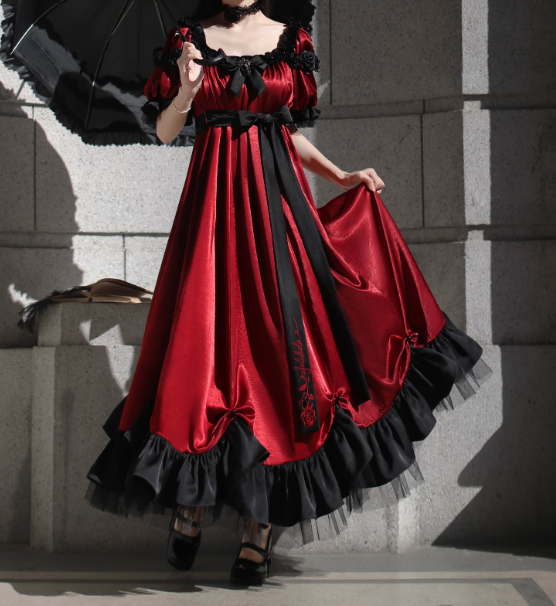 Robe de bal de princesse bustier à volants en satin long, robe de soirée C8117