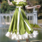 Robe de bal de princesse bustier à volants en satin long, robe de soirée C8117