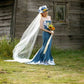Vintage Strapless Appliques Prom Dress Blue Denim Mermaid Evening Dress D0776