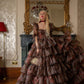 Robe de bal de princesse bustier à volants en satin long, robe de soirée C8117