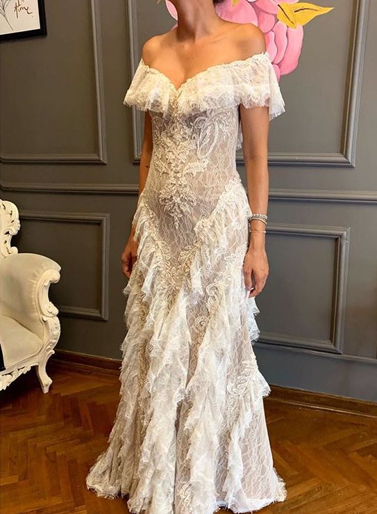 Superbe robe de mariée sirène bustier en satin et tulle, longue et en dentelle, C4563
