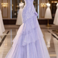 Robe de bal de princesse bustier à volants en satin long, robe de soirée C8117