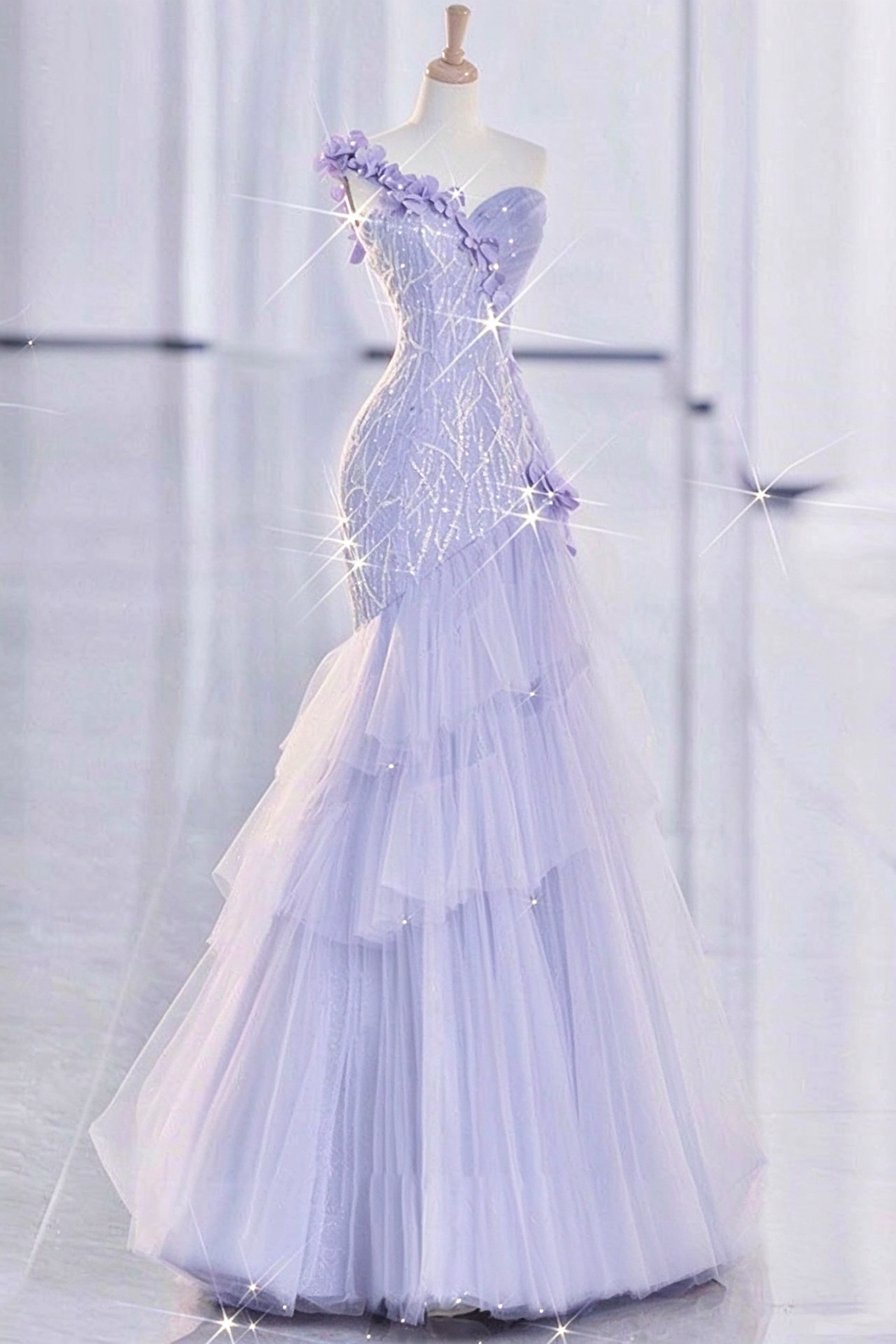 Robe de bal de princesse bustier à volants en satin long, robe de soirée C8117