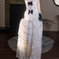 Robe de bal de princesse bustier à volants en satin long, robe de soirée C8117