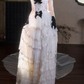 Robe de bal de princesse bustier à volants en satin long, robe de soirée C8117