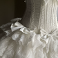 Superbe robe de mariée sirène bustier en satin et tulle, longue et en dentelle, C4563