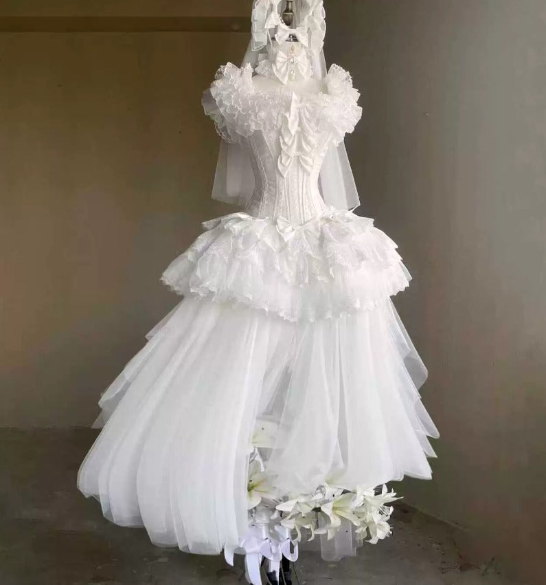 Superbe robe de mariée sirène bustier en satin et tulle, longue et en dentelle, C4563