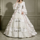 Ornate Square Neck Ball Gown White Bows Quinceanera Dresses Ruffles Beaded Sweet 16 Dresses D0794