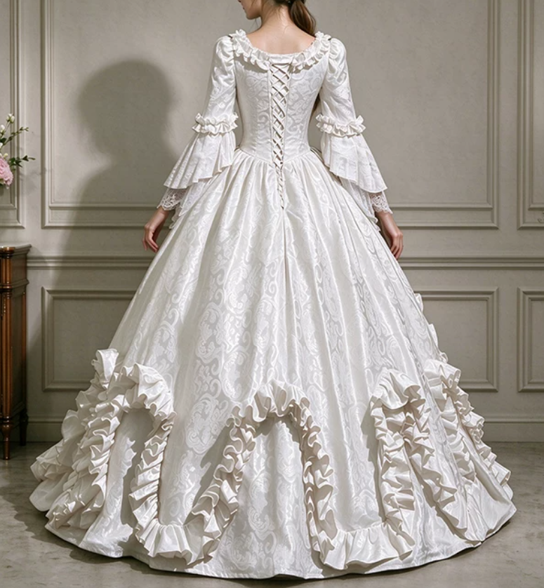 Ornate Square Neck Ball Gown White Bows Quinceanera Dresses Ruffles Beaded Sweet 16 Dresses D0794